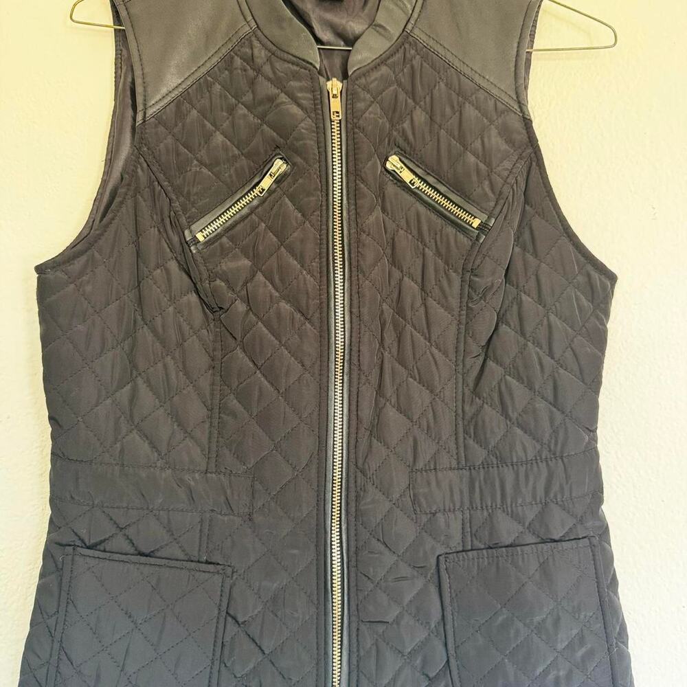 Black and faux leather quilted